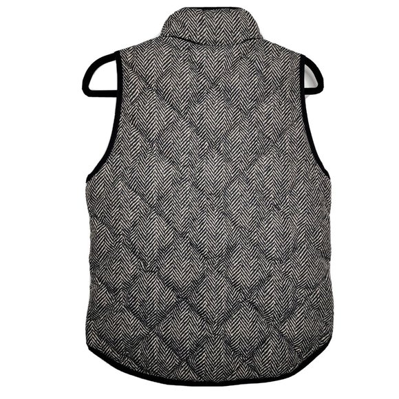 J. Crew Women's Full Zip Quilted Down Puffer Vest Size Small Gray Herringbone - Picture 3 of 8